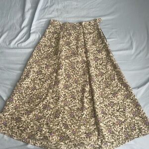 Floral A-Line Skirt in Cream and Purple